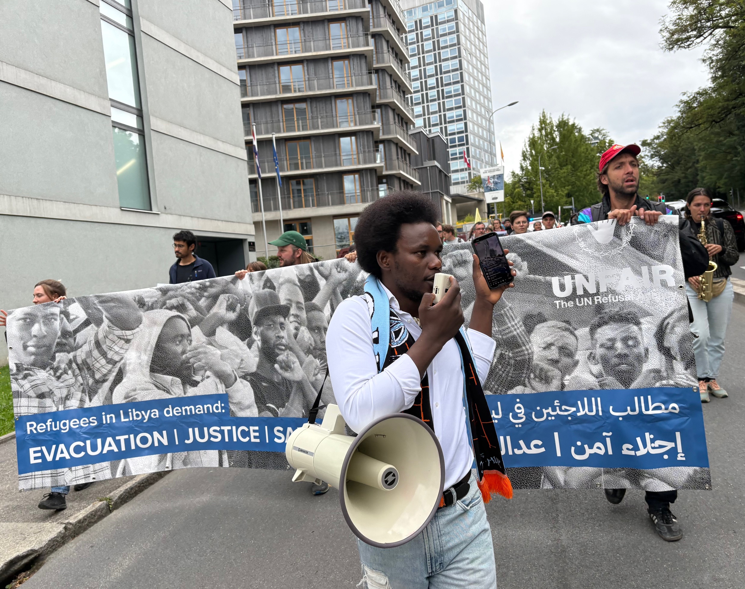 UNFAIR 2.0, Geneva September 2025, demonstration towards UNHCR Headquarter